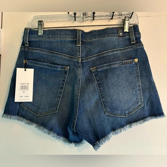 7 for All Mankind dark washed,‎ frayed hem, 5 pocket, size 28 jean short NWT - Picture 7 of 10